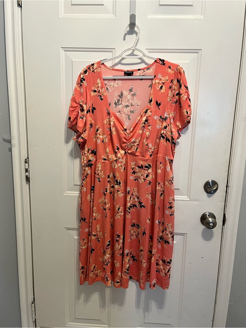 torrid Coral Floral V-Neck Midi Dress